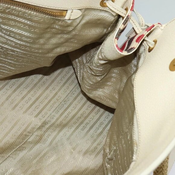 PRADA Hand Bag Canvas Beige Gold Auth - Picture 11 of 16